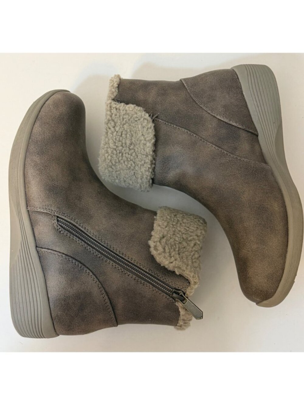 Skechers Arya Fold Over Faur Fur Booties Taupe sz 6.5 - Picture 6 of 9